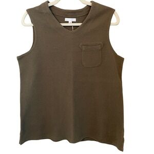 ENGINEERED GARMENTS Size 3 XL Olive Green Waffle Knit Sleeveless Pocket Top